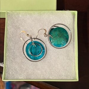 Silver and Blue Dangle Earrings